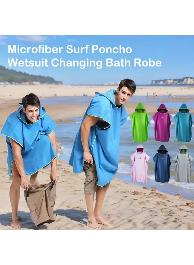 Rose Purple Microfiber Surf Poncho Quick Dry Changing Robe Beach Towel with Hood - Image 2